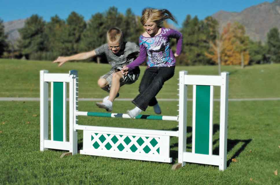 kids jumping over kid jump